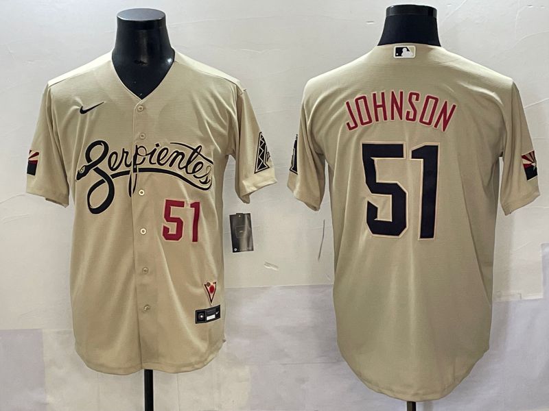 Men 2025 Arizona Diamondback #51 Johnson Cream City Edition Nike MLB Jersey style 5